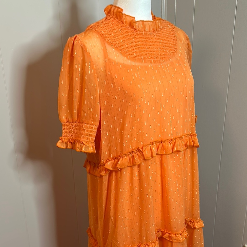 NWT Double D Ranch Orange Ruffle Smocked Maxi Dress - Picture 5 of 15